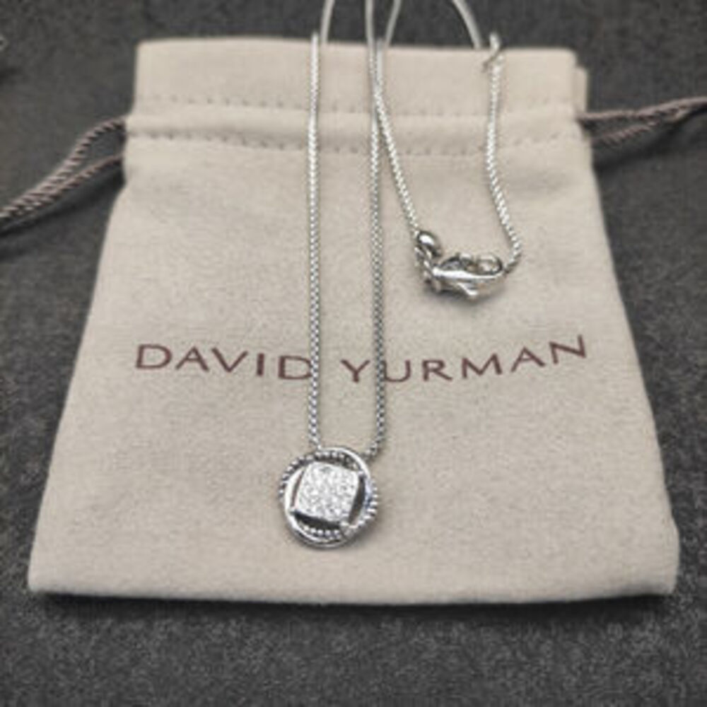 David Yurman twisted square diamond full diamond necklace